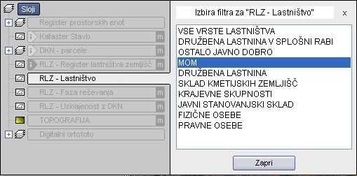 IZBOR FILTRA NA SLOJU